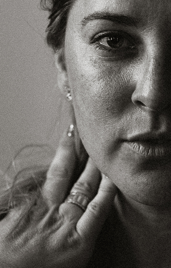 Close up of half a woman's face with no makeup and no fancy hair as part of the RAW Project by Emily Brault Boudoir