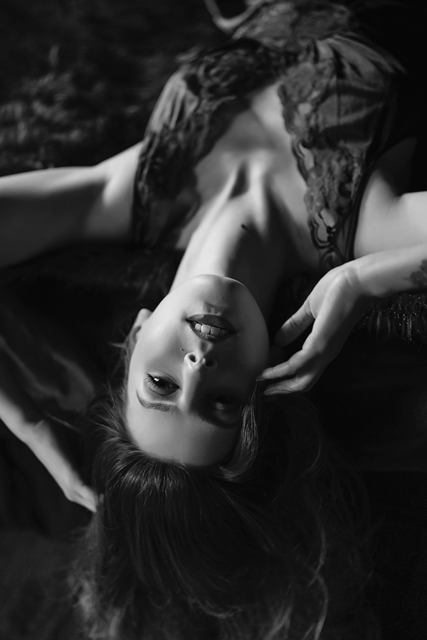 black and white vintage inspired boudoir